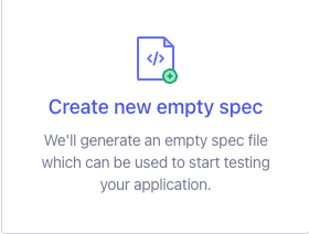 Button for creating a new test